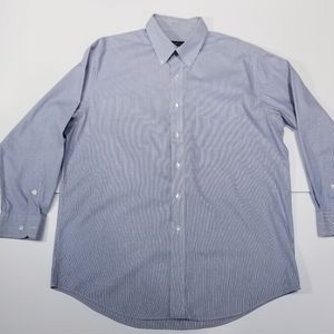 Club Room Men's Blue & White Striped Cotton Dress Shirt Size 16 1/2"